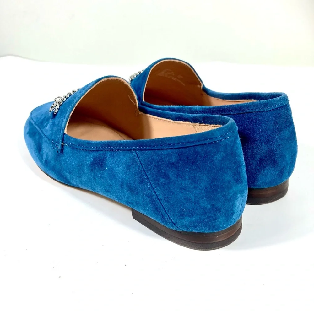 Coach Hanna Suede Logo Loafers Blue Size 6 NEW